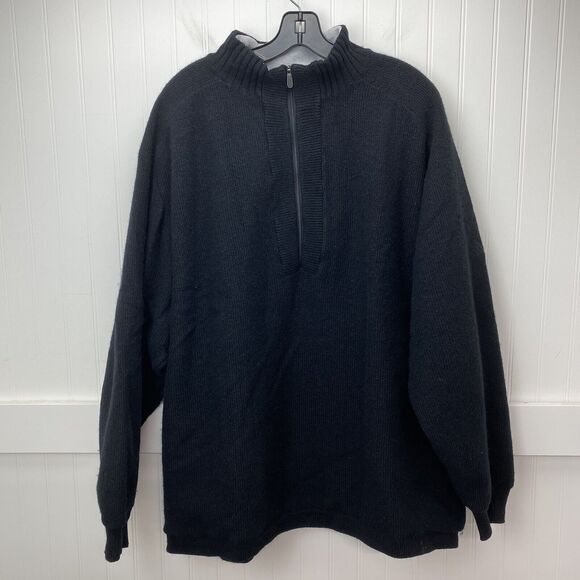 Adidas Wool Sweater Mens XLarge Zip Pullover Black Lined Heavy Thick XL *Flaw - Picture 1 of 12